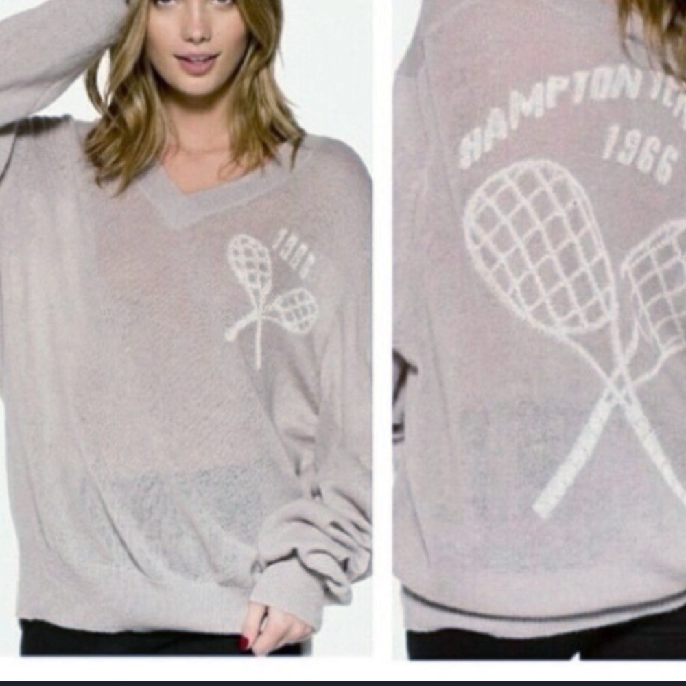Wildfox White Label Sweatshirt 1966 Hampton Varsity Sweater Women L Gray NWT